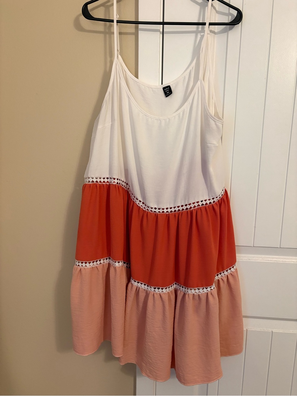 SHEIN White, Coral & Blush Tiered Sundress